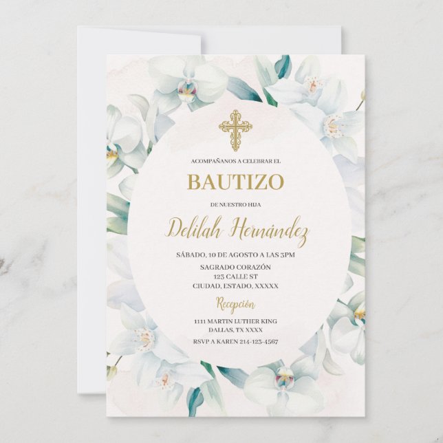 invitation au baptême de carreaux de forme ovale (Devant)