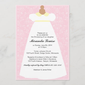 Invitation au baptême de Christening Gown (rose)