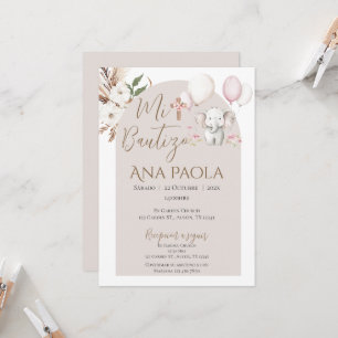 Invitation au baptême de fille en Boho espagnol