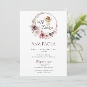 Invitation au baptême de fille en Boho espagnol