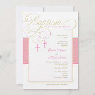 Invitation au baptême de filles jumelles Damask