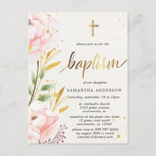 Invitation au baptême de la fille florale