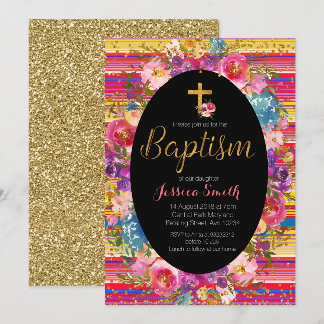 Invitation au baptême de Noël au Mexique (Devant / Derrière)