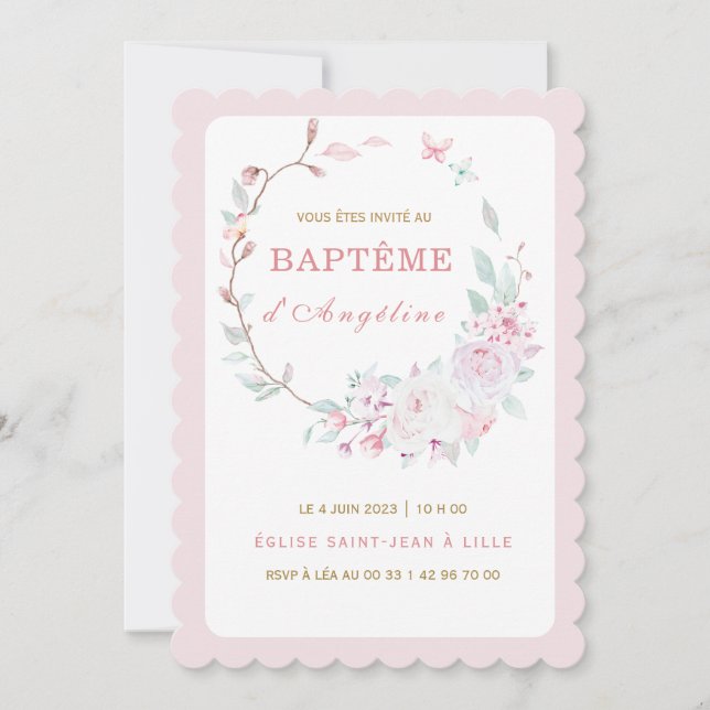 Invitation au baptême de notre fille (Devant)