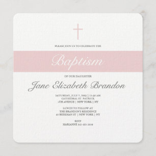 Invitation au baptême des cendres roses