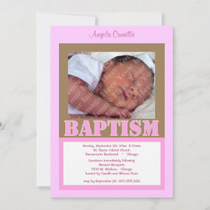 Invitation Au Baptême Rose Contemporain Pour La Pe