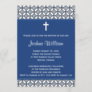 Invitation au baptême royal bleu
