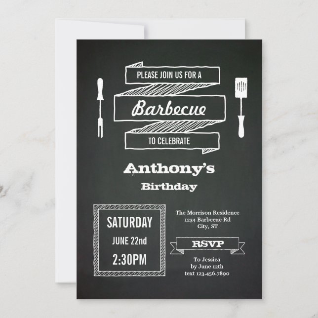 Invitation au barbecue d'anniversaire Vintage Chal (Devant)