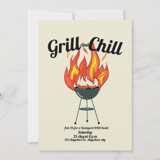 Invitation au barbecue de grill et de réfrigératio