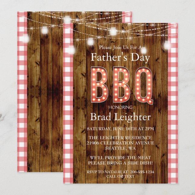 Invitation au barbecue de la Fête des pères Rustic (Devant / Derrière)