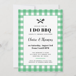 Invitation au barbecue J'fais Plaid vert et blanc