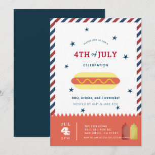 Invitation au barbecue pour chien chaud 4 juillet 