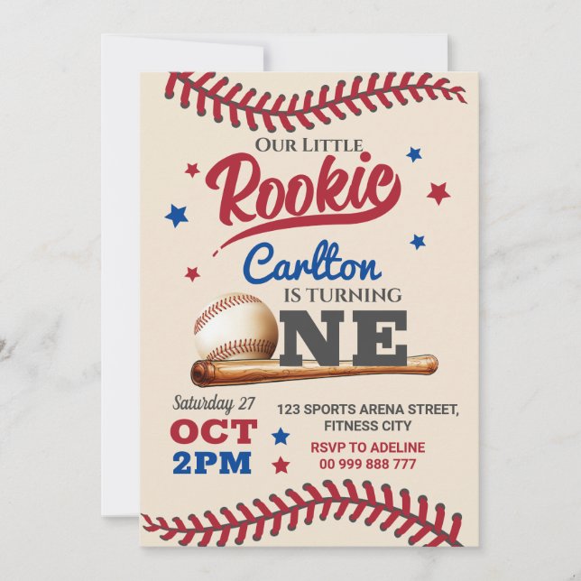 Invitation au baseball 1er premier anniversaire (Devant)