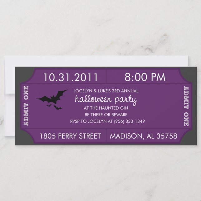 Invitation au billet Purple Halloween (Devant)