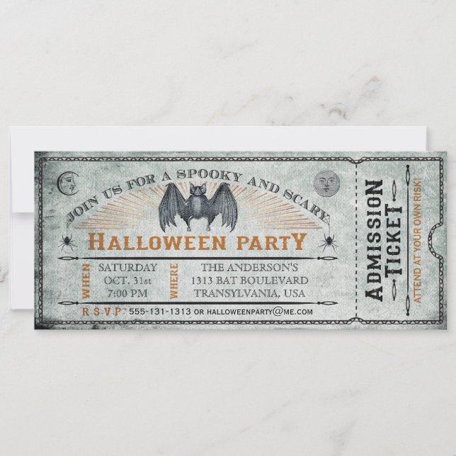 Invitation au billet Vintage Halloween II (Devant)