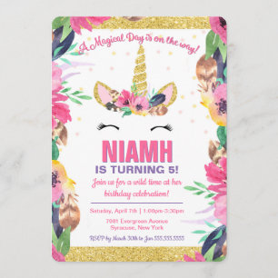Invitation au Boho Magical Unicorn Birthday Party