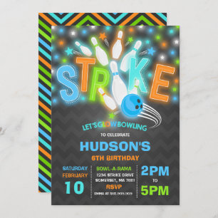 Invitation au bowling de glow Neon Glow Bowling Pa