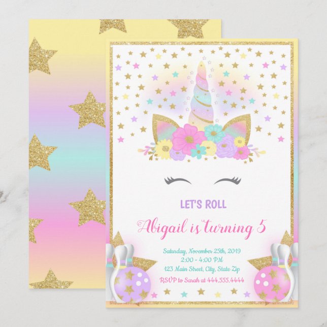 Invitation au bowling de l'Unicorn, fête de l'Unic (Devant / Derrière)