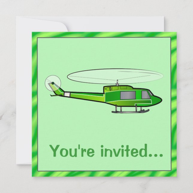 Invitation au Boy's Birthday Party avec hélicoptèr (Devant)