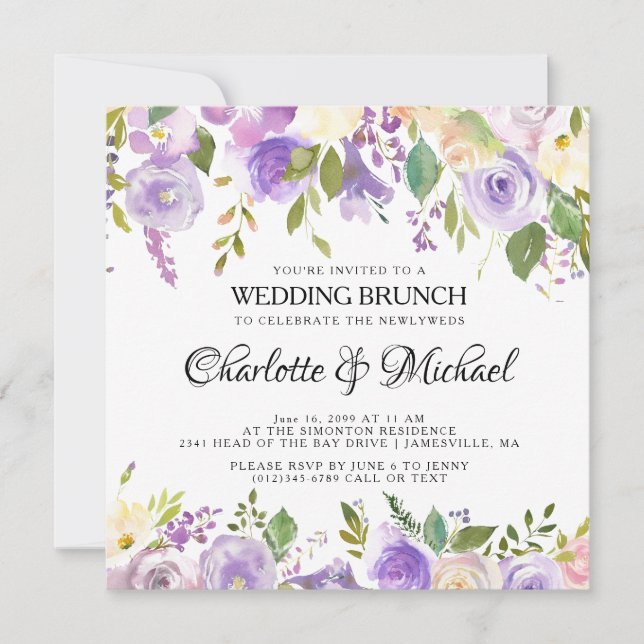 Invitation au brunch de mariage après la cérémonie (Devant)