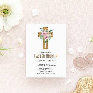Invitation au brunch de Pâques à la croix florale