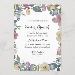 Invitation au brunch de Pâques dans le jardin flor