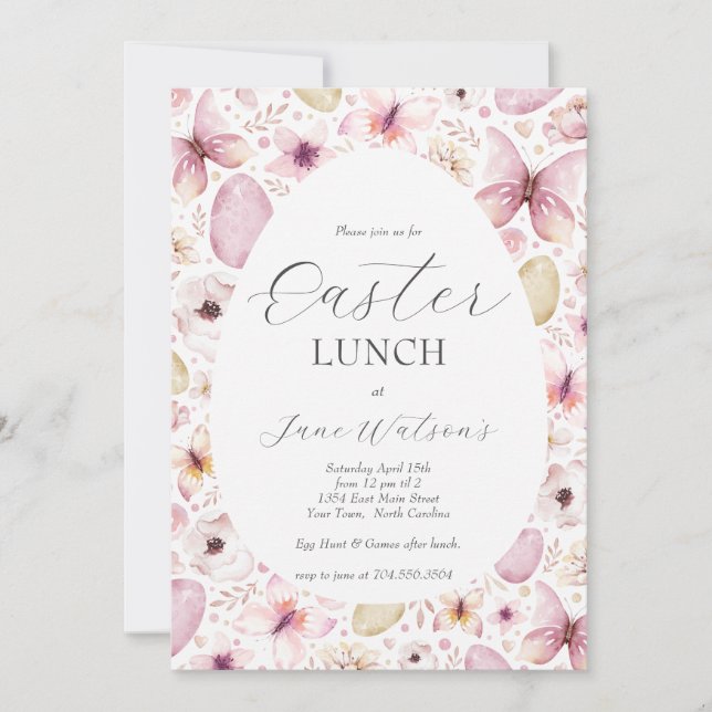 Invitation au brunch de Pâques, Invitation au déje (Devant)