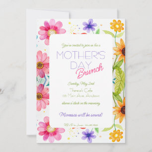 Invitation au brunch floral lumineux de la fête de