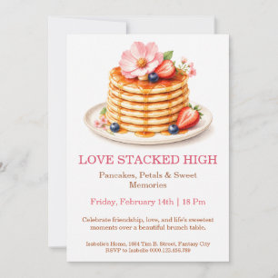 Invitation au brunch Pancakes et Petals