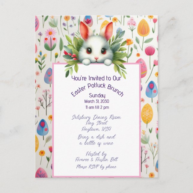 Invitation au brunch potluck du lapin de Pâques et (Devant)
