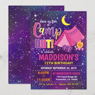 Invitation au camping Invitation au camp de filles