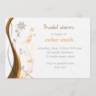 Invitation au charme floral orange et gris
