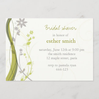 Invitation au charme floral vert et gris clair