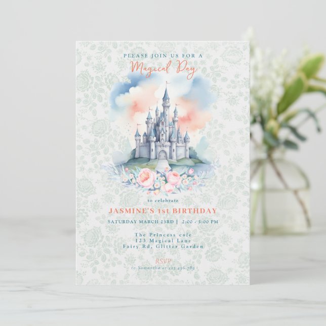 Invitation au Château de Princesse Magique Florale (Debout devant)