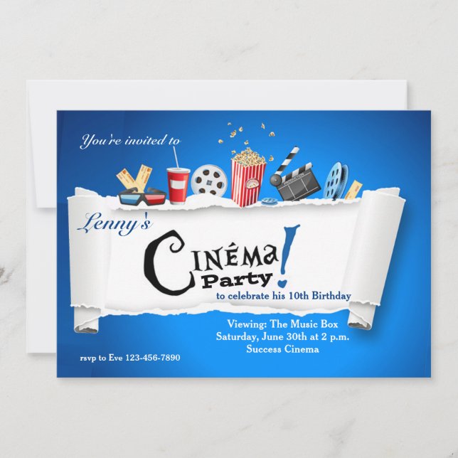 Invitation au Cinema Party (Devant)