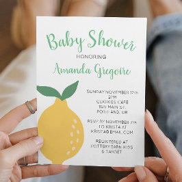 Invitation au citron jaune et Baby shower Feuille