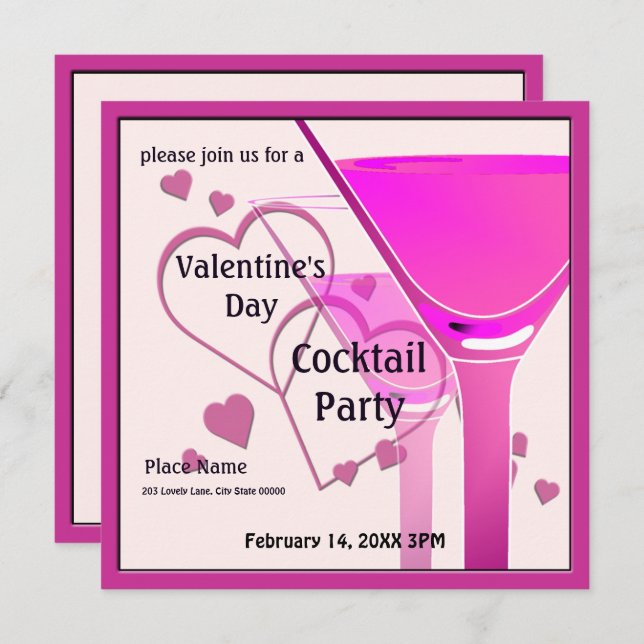 Invitation au Cocktail Party de la Saint-Valentin (Devant / Derrière)
