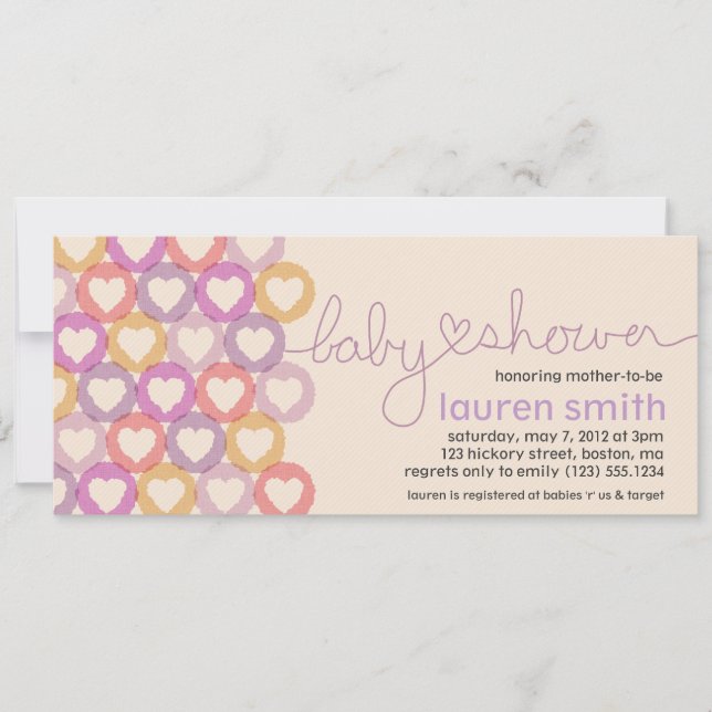 Invitation au coeur de Baby shower (Devant)