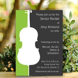 Invitation au considérant Cello moderne - vert et