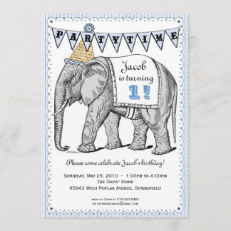 Invitation au défilé d'éléphant Vintage - Bleu