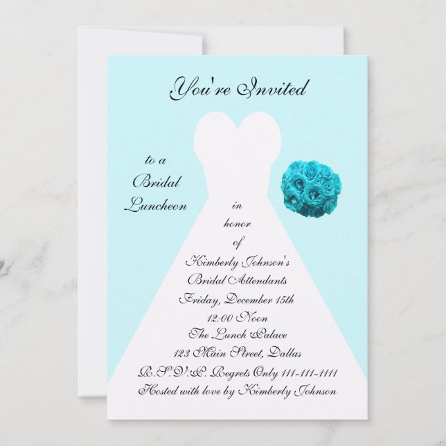 Invitation au déjeuner nuptial bleu — Gown nuptial (Devant)