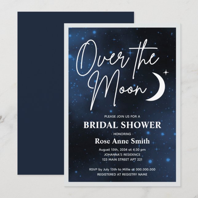 Invitation Au-Dessus De La Fête De La Fête des mariées Lune (Devant / Derrière)