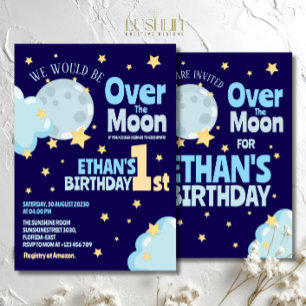 Invitation Au-dessus de la lune Anniversaire Whimsical Celest