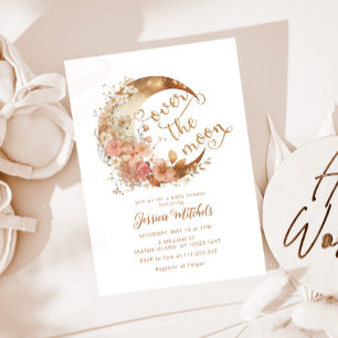 Invitation Au-dessus de la lune baby shower or floral