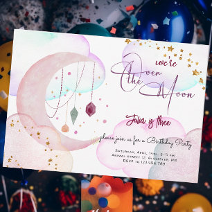 Invitation Au-dessus de la lune belle anniversaire de enfant 