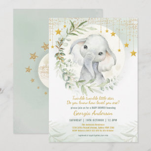 Invitation Au-dessus de la lune Dreamy Green Gold Baby show
