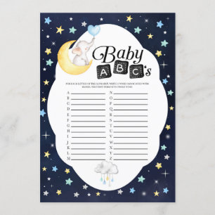 Invitation Au-dessus de la lune éléphant bébé Jeu ABC