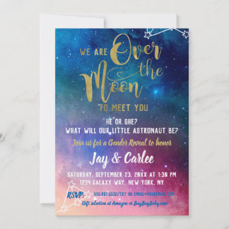 Invitation Au-dessus de la lune Galaxy Baby shower de révélat