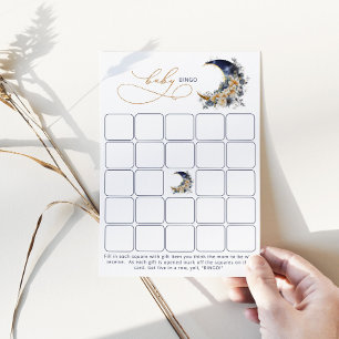 Invitation Au-dessus de la lune Marine or Baby Bingo jeu cart