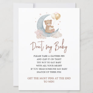 Invitation Au-dessus de la lune Ne pas dire Baby Game Card